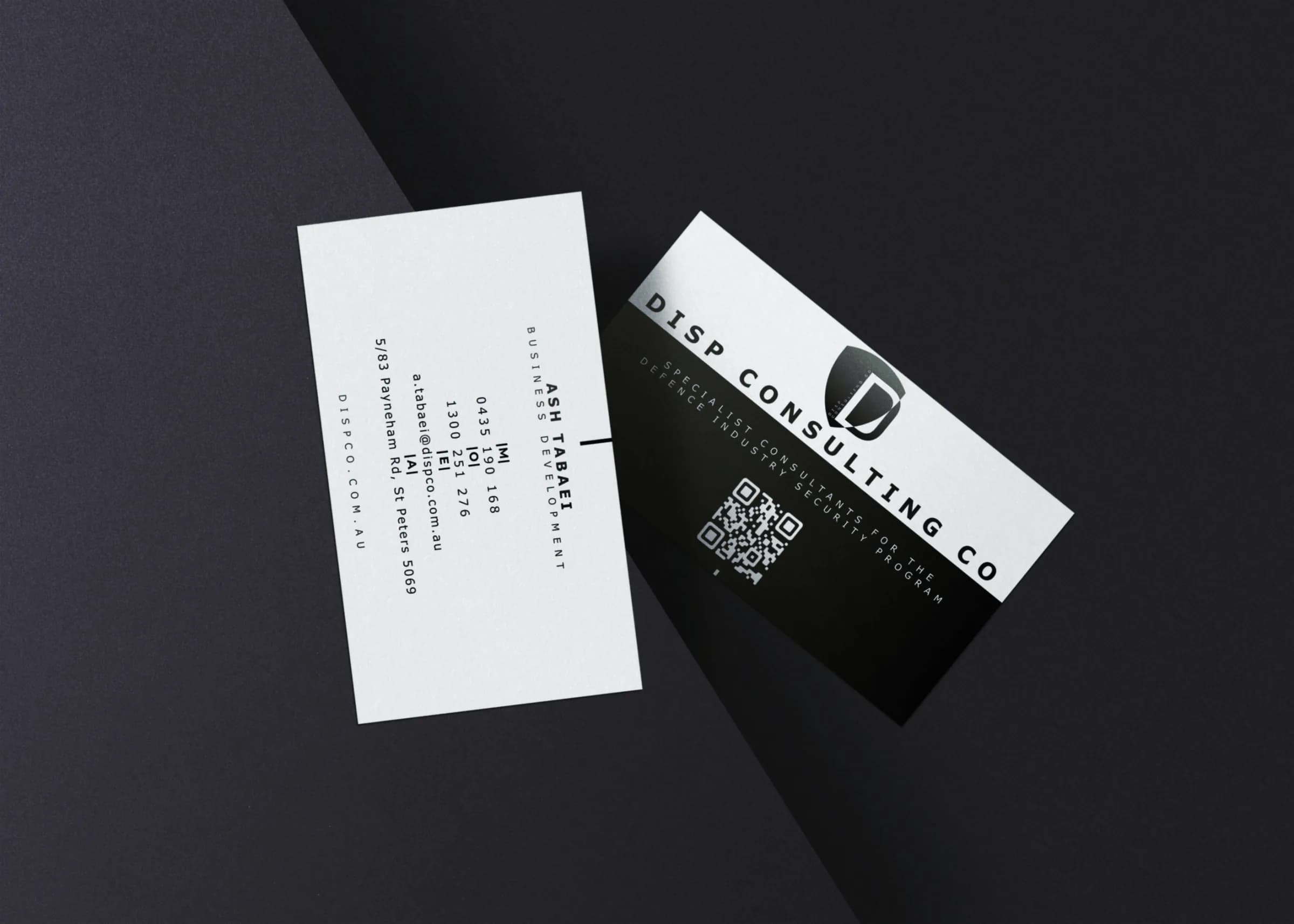 DISP Consulting business card design mockup