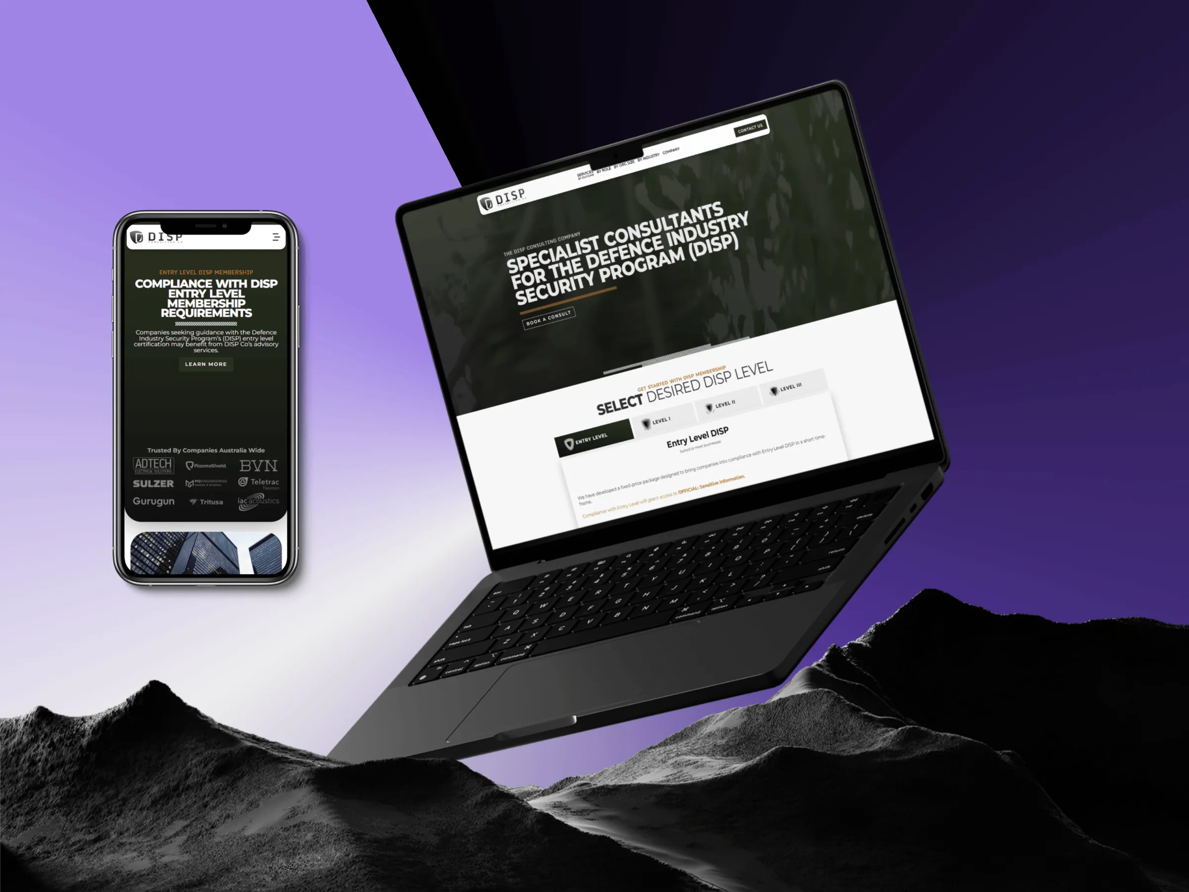 DISP Consulting website design mockup by Business Nebula