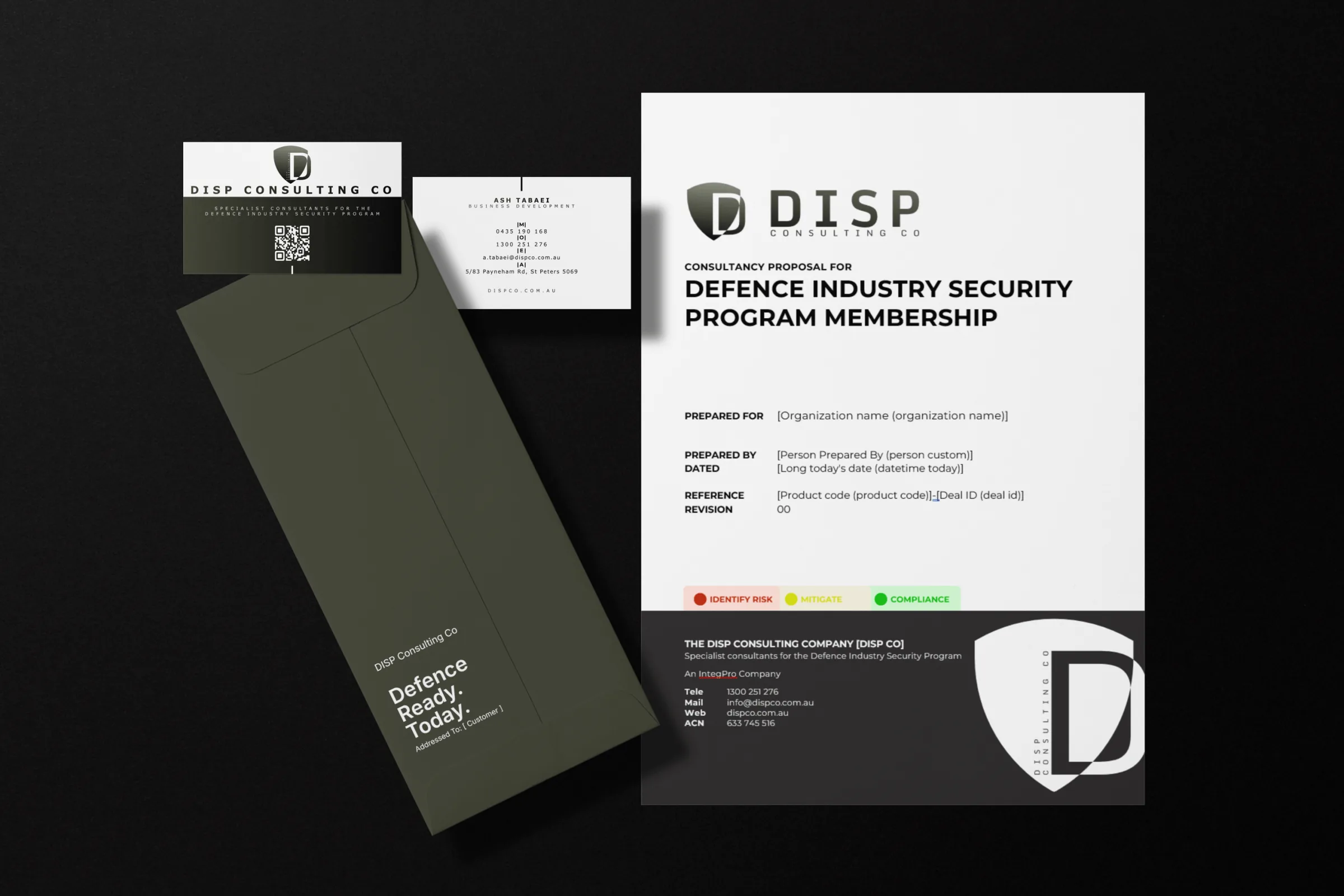 DISP Consulting print design mockup