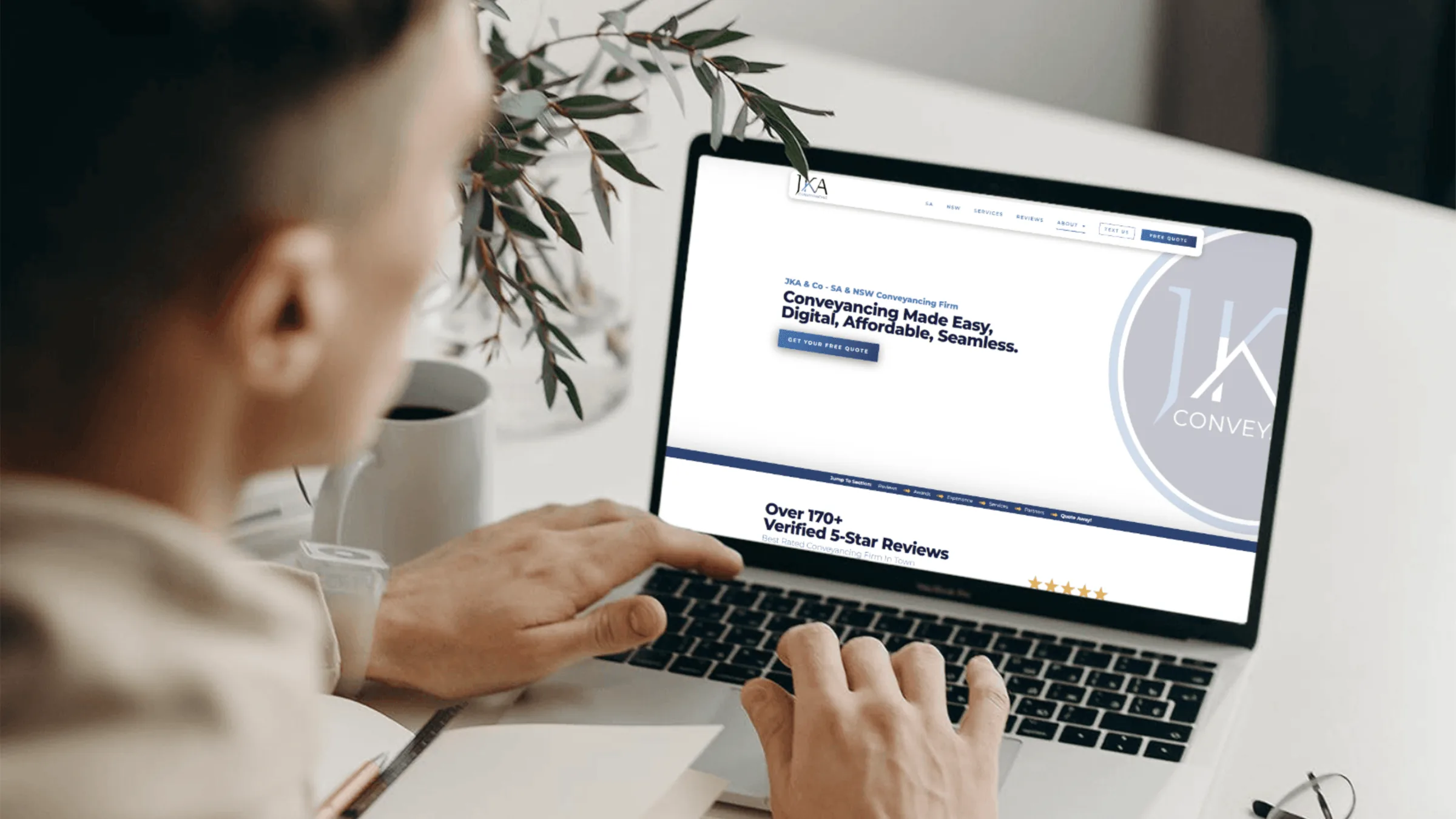 JKA and Co laptop website mockup