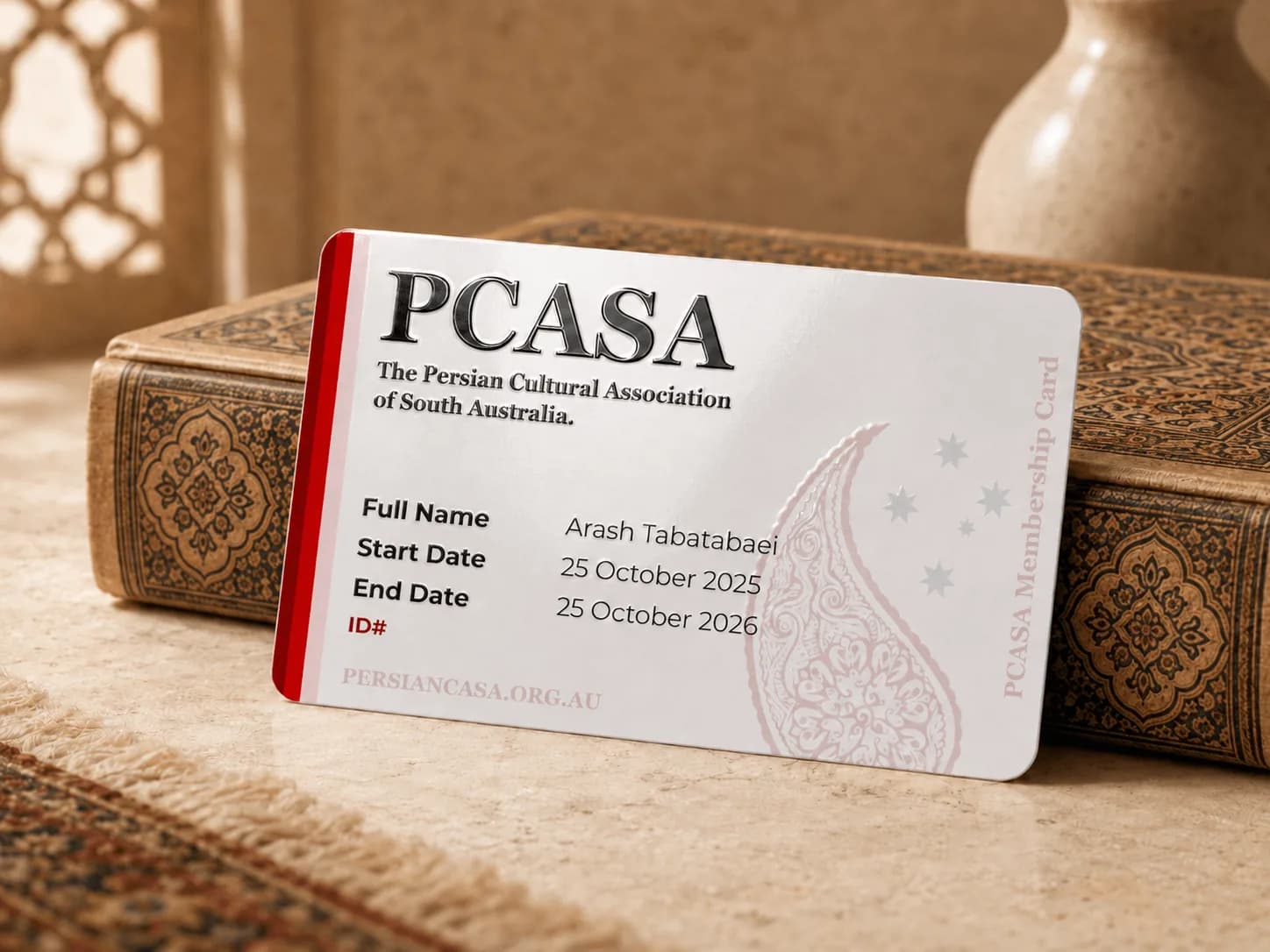 PCASA membership card design mockup showcasing print and branding work by Business Nebula