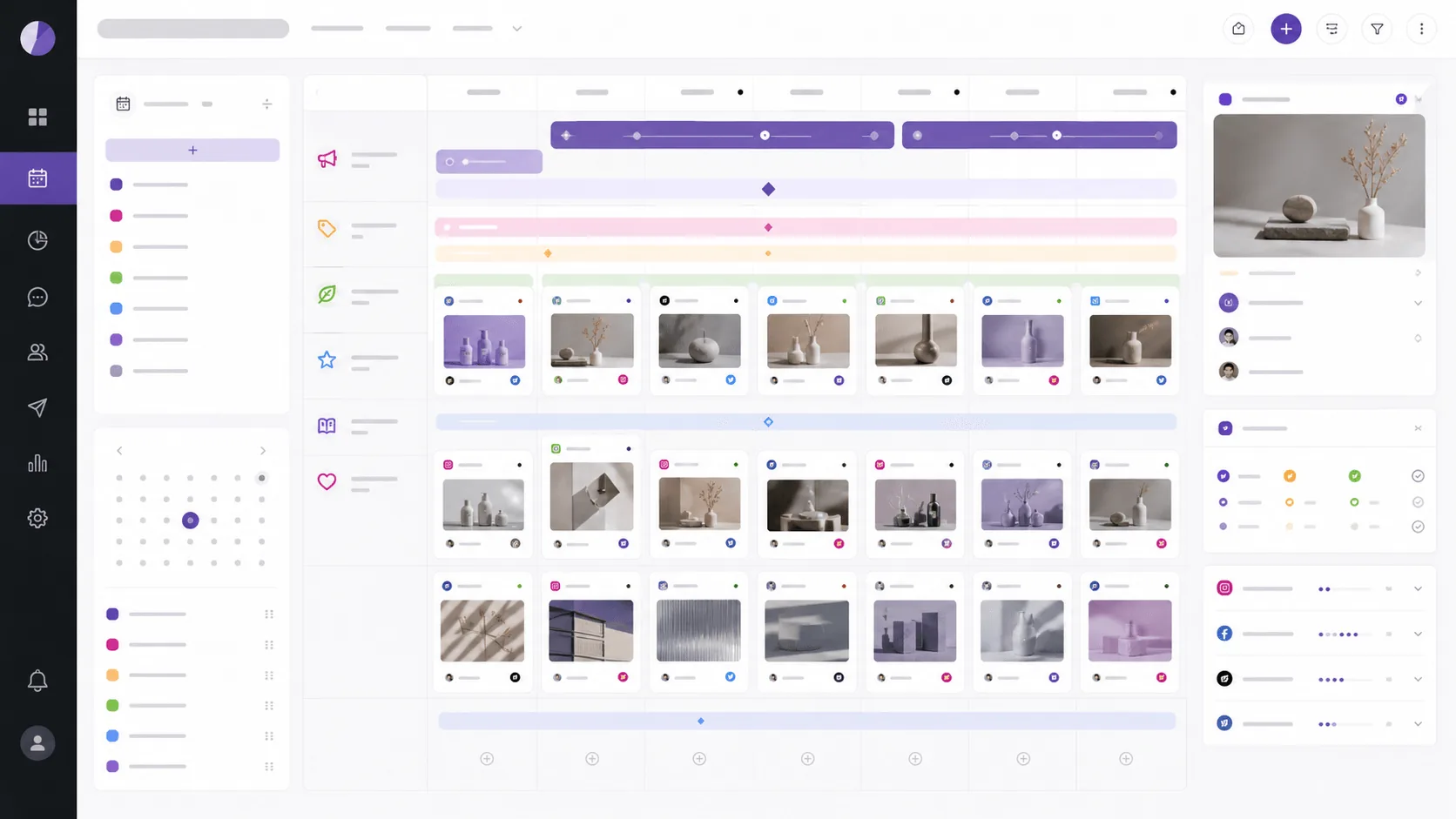 Editorial calendar interface for social media content planning