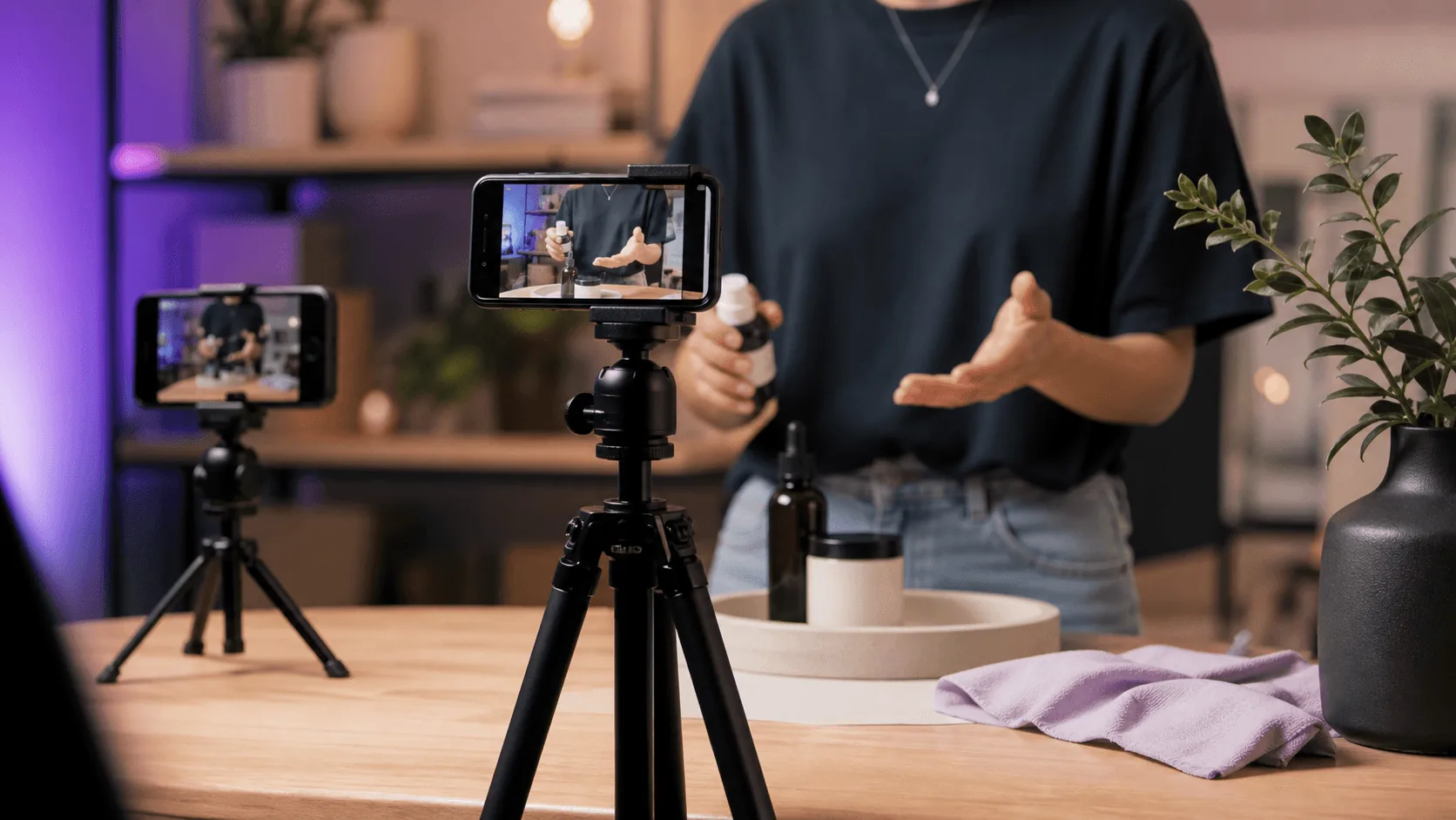 Creator filming UGC content for a local service brand