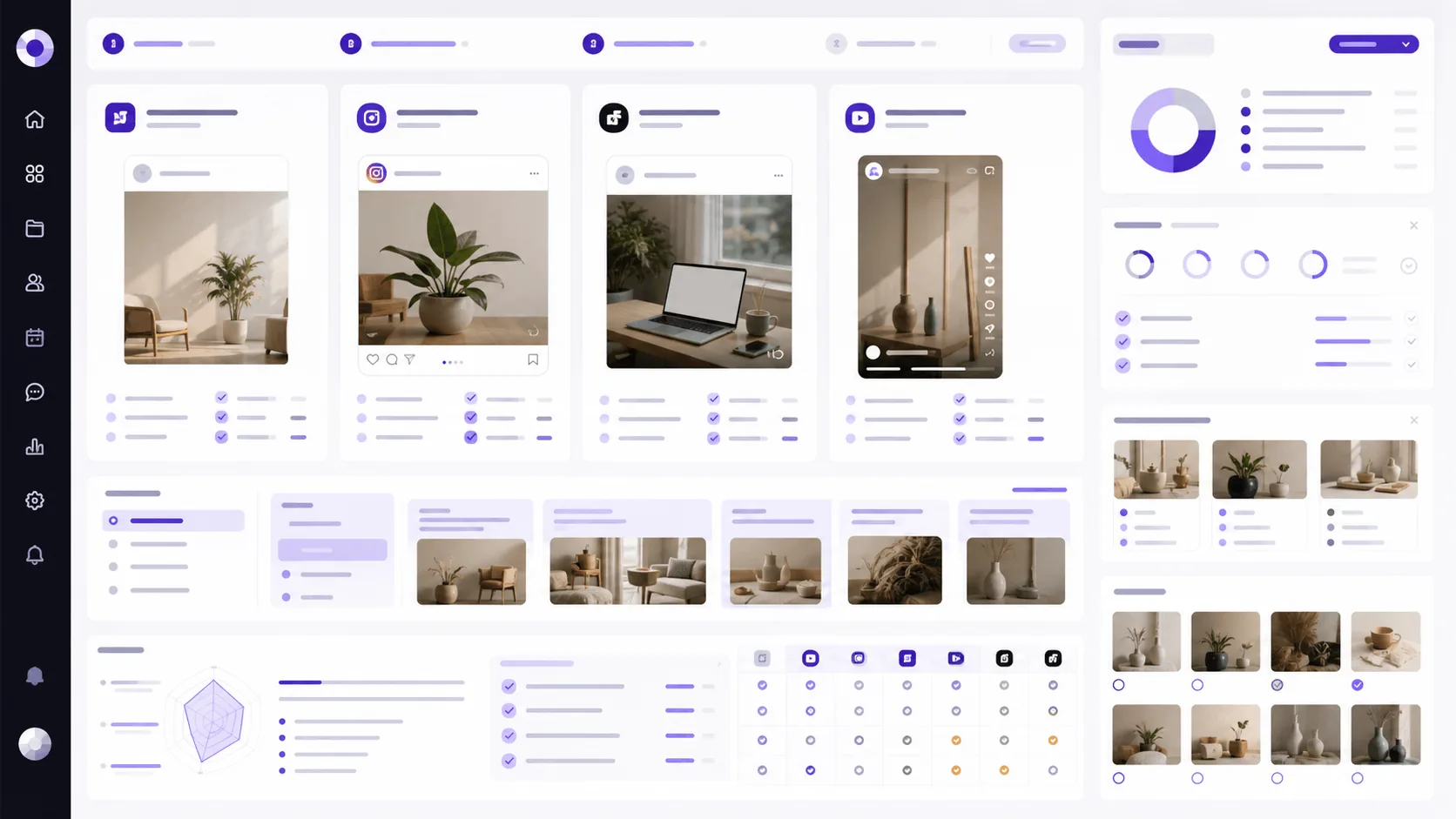 Platform-specific social content strategy interface for Socials and Talent